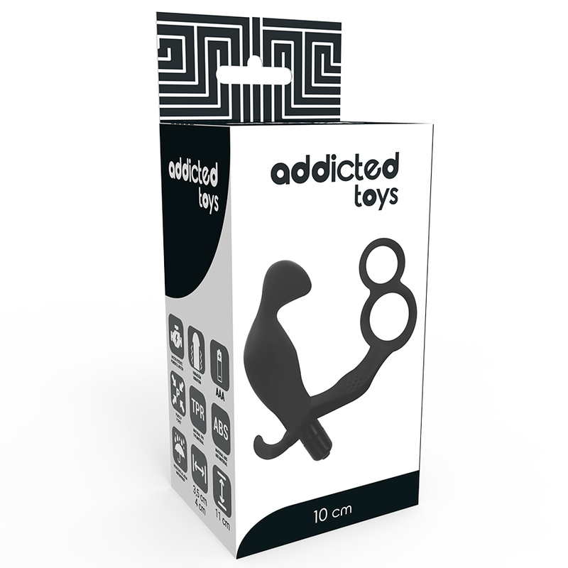 Addicted toys plug anale con doppio anello del pene e testicoli neri-1