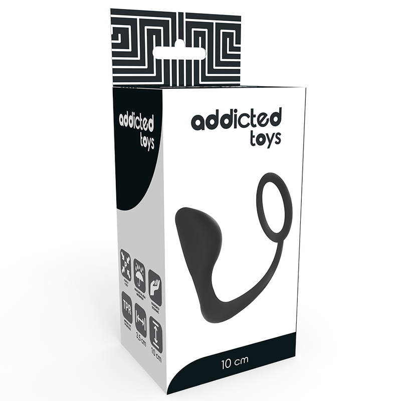 Plug anale con giocattoli addicted con anello pene nero-2