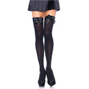 Leg avenue calze in nylon nero con fiocco nero taglia unica-0