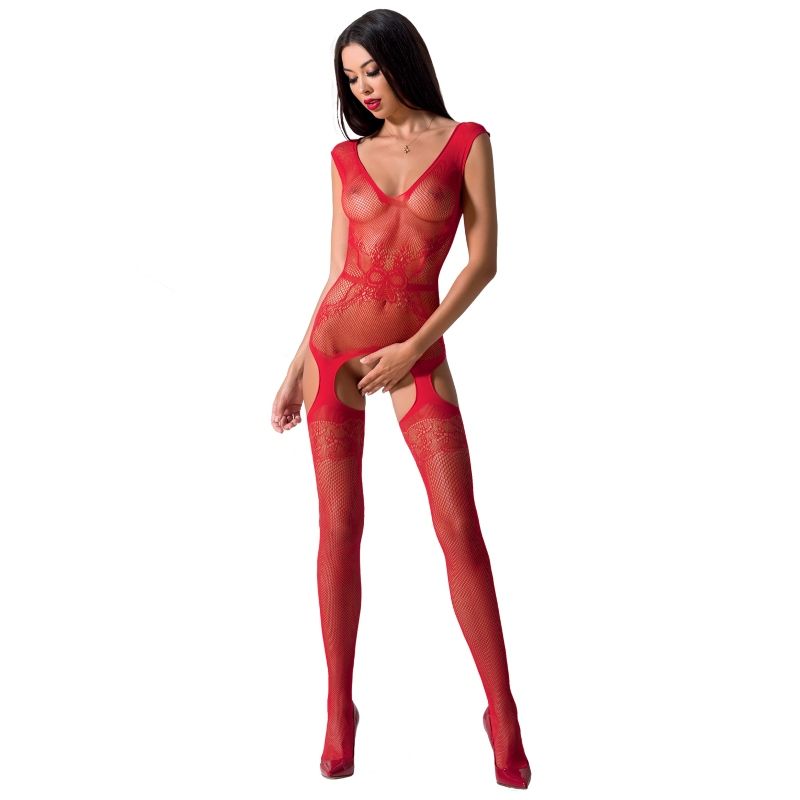 Passion woman bs062 bodystocking rosso taglia unica-0