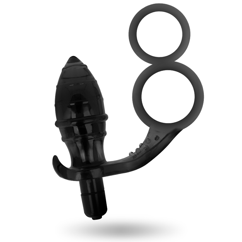 Plug anale di giocattoli addicted con doppio anello nero-1