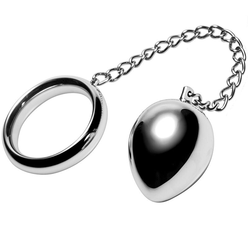 Cock ring in metallo 50mm + cadena con bola metal-0