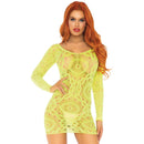 Leg avenue mini abito a maniche lunghe in pizzo all''uncinetto neon taglia unica-1