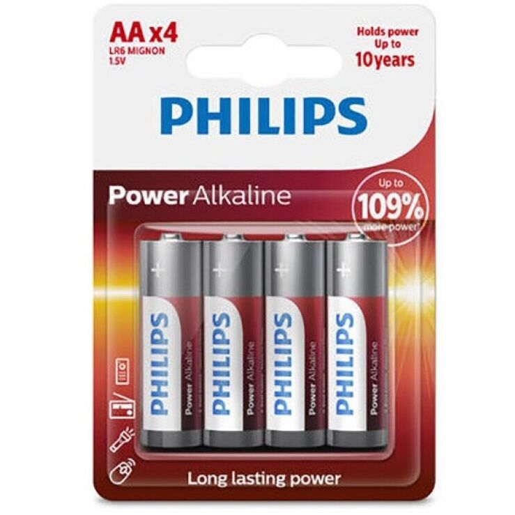 Philips power batteria alcalina aa lr6 blister * 4-0