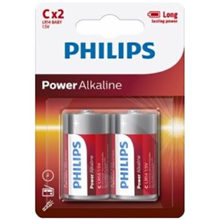 Philips power alkaline pila c lr14 blister * 2-0