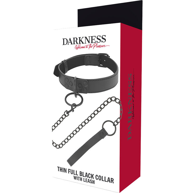 Darkness thin black full collar  with leash-4