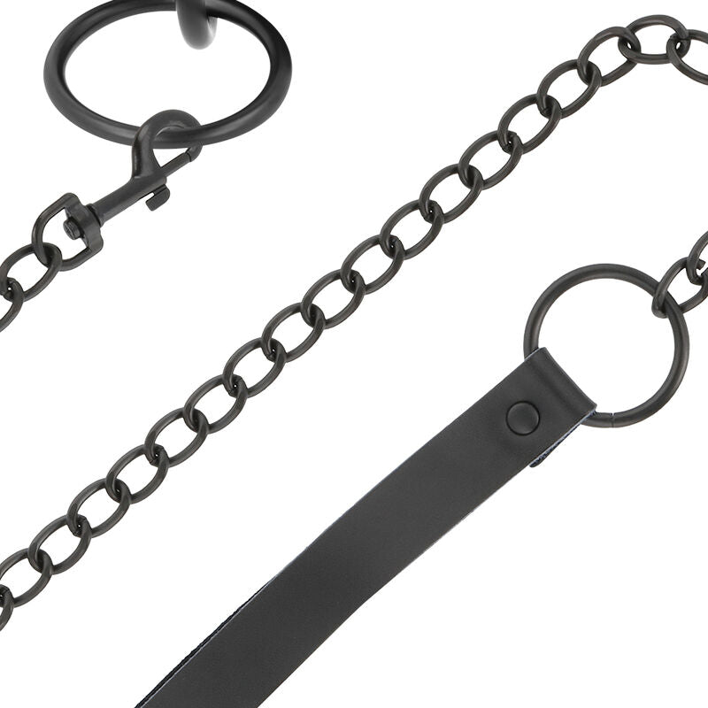 Darkness thin black full collar  with leash-3