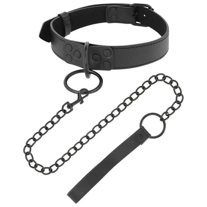Darkness thin black full collar  with leash-1