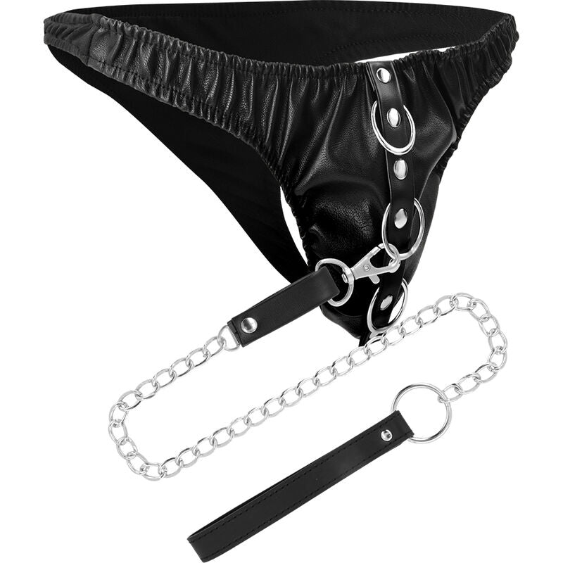 Darkness black underpants with leash-2