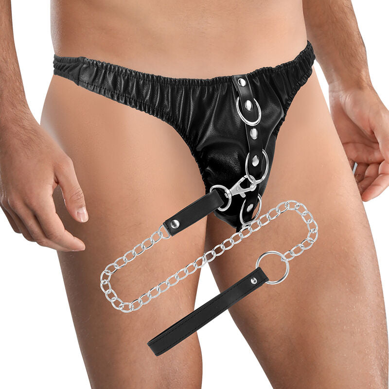 Darkness black underpants with leash-1