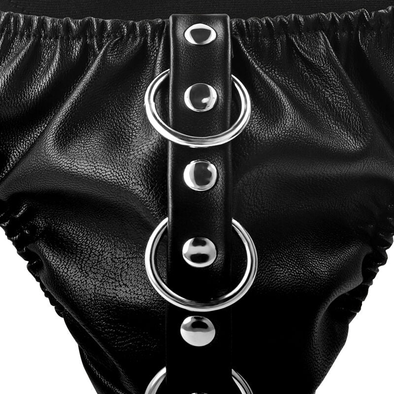 Darkness black underpants with leash-4