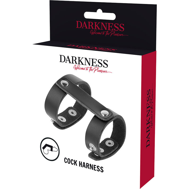 Darkness adjustable leather penis and testicles ring-4