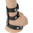 Darkness adjustable leather double  penis and testicles ring-3