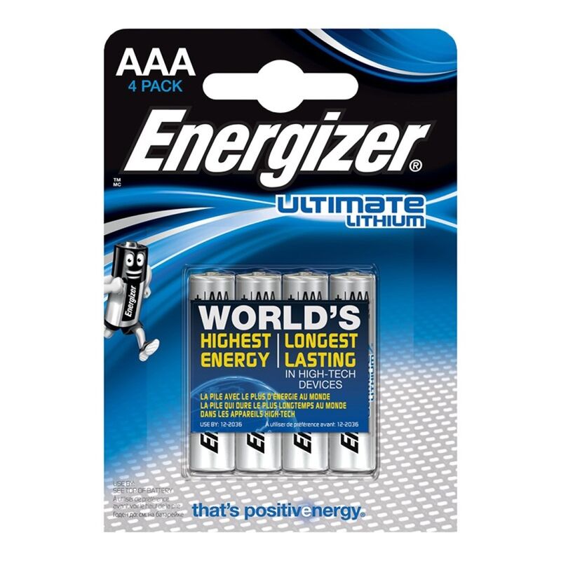 Energizer ultimate lithium batteria al litio aaa l92 lr03 1,5v blister * 4-0