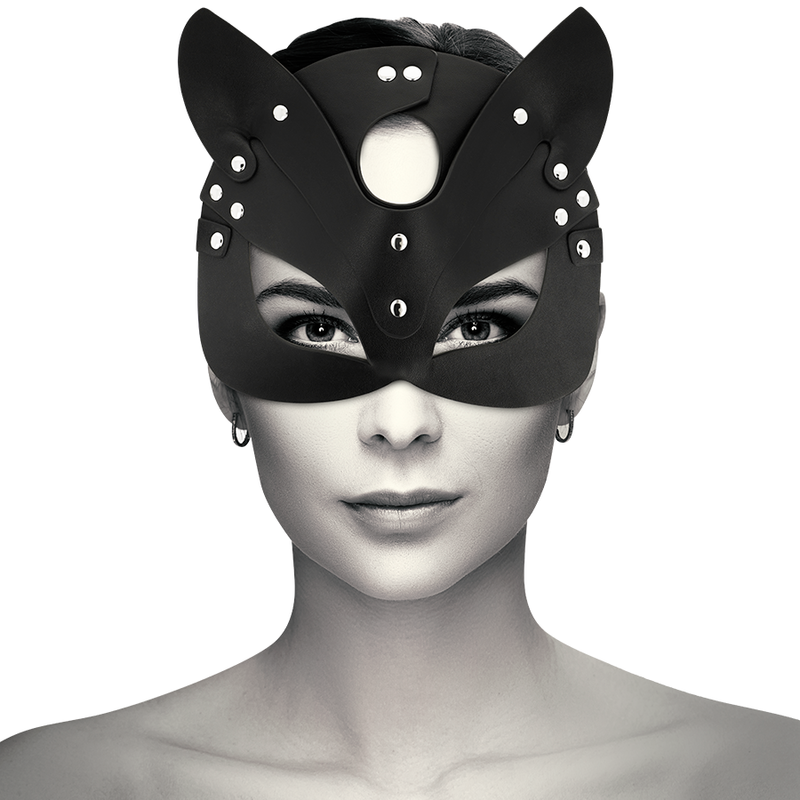 Coquette chic desire maschera in pelle vegana con orecchie di gatto-0