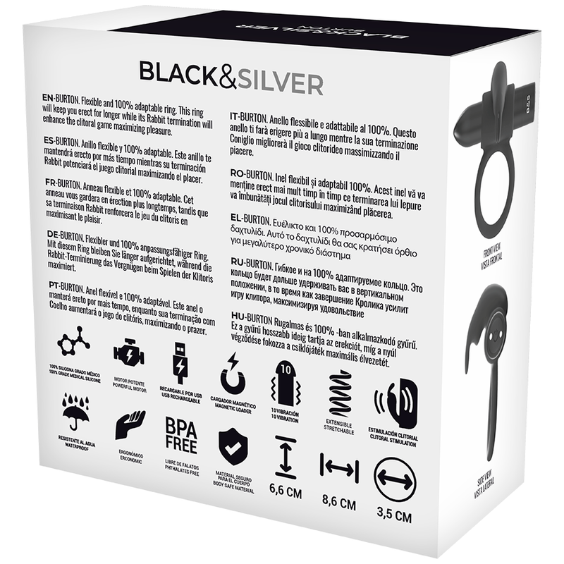 Black&silver burton vibrating ring 10 modes black-2