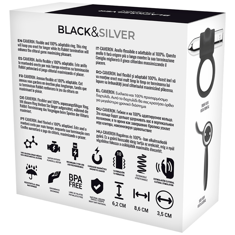 Black&silver cameron rechargeable vibrating ring silver-5