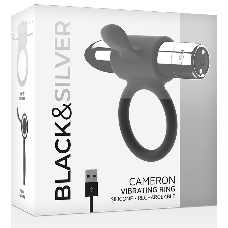 Black&silver cameron rechargeable vibrating ring silver-4