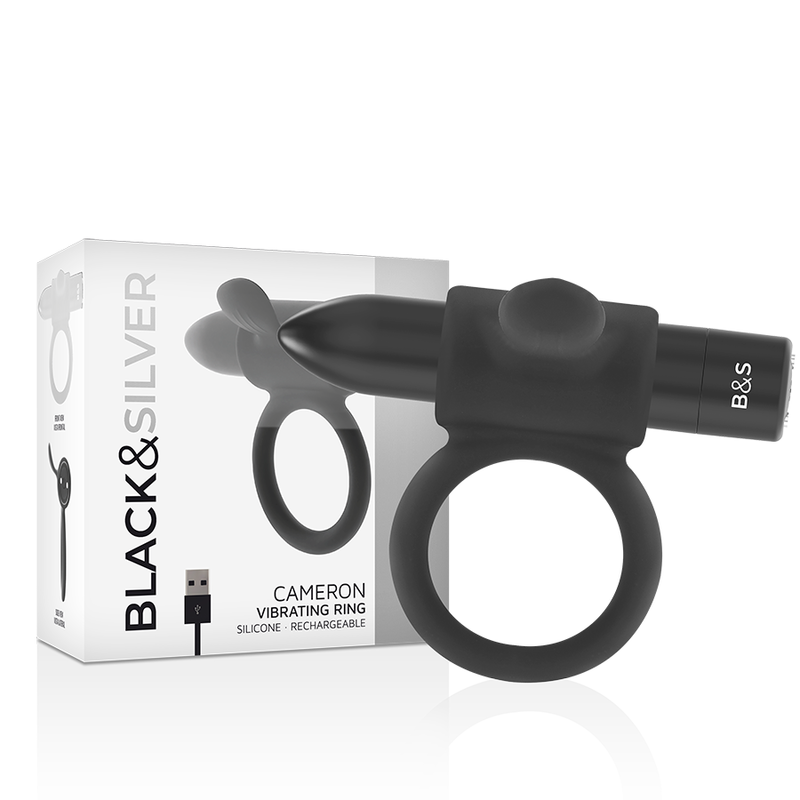 Black&silver cameron rechargeable vibrating ring black-3