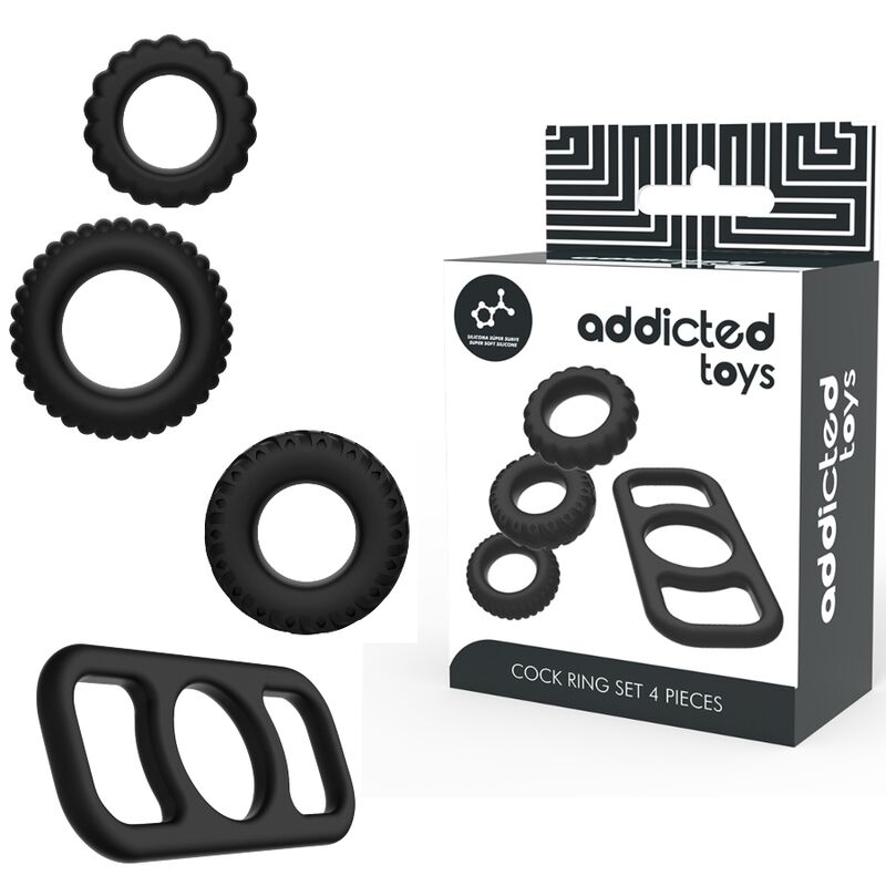 Addicted toys set 4 anillos silicona para el pene-1