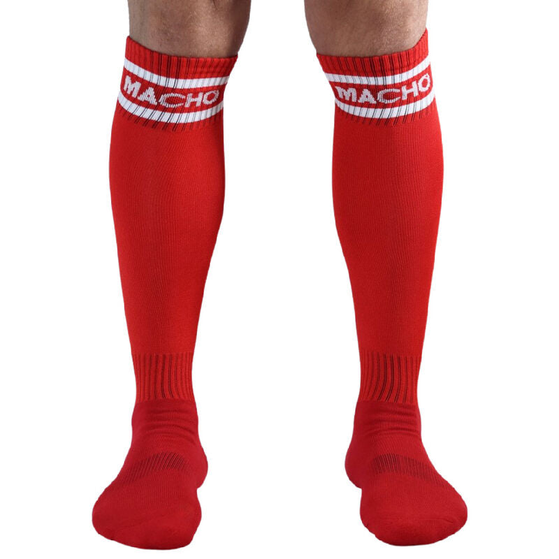 Macho calcetines largos talla unica rojo-1