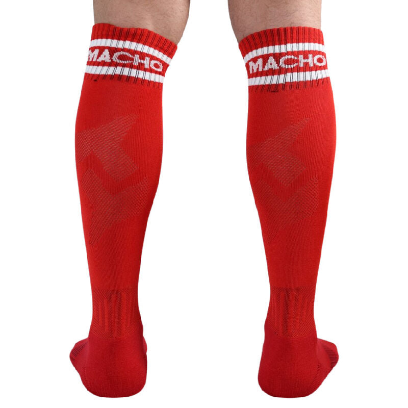 Macho calcetines largos talla unica rojo-2