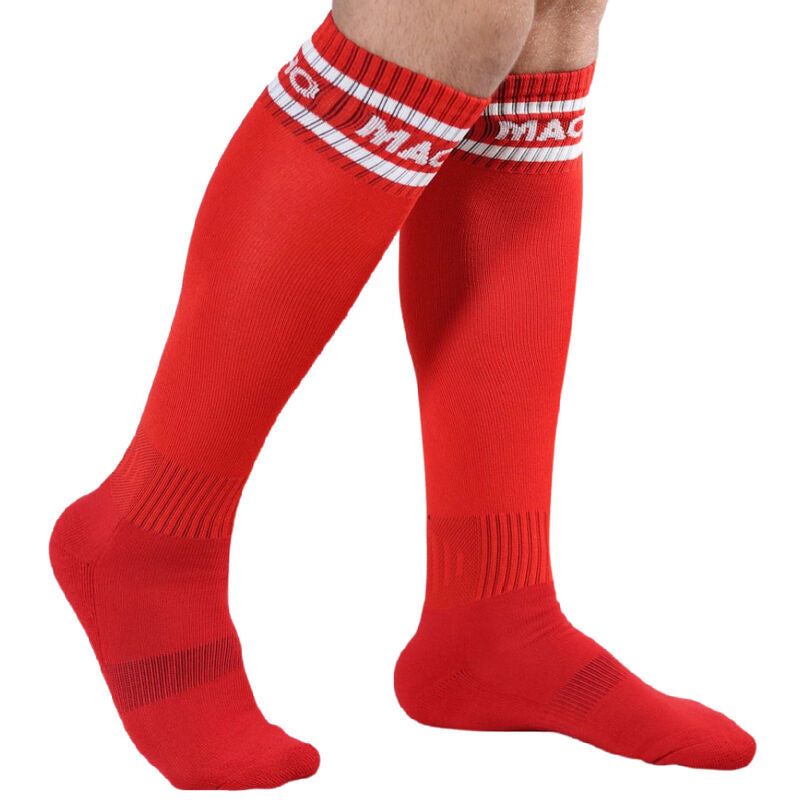 Macho calcetines largos talla unica rojo-0