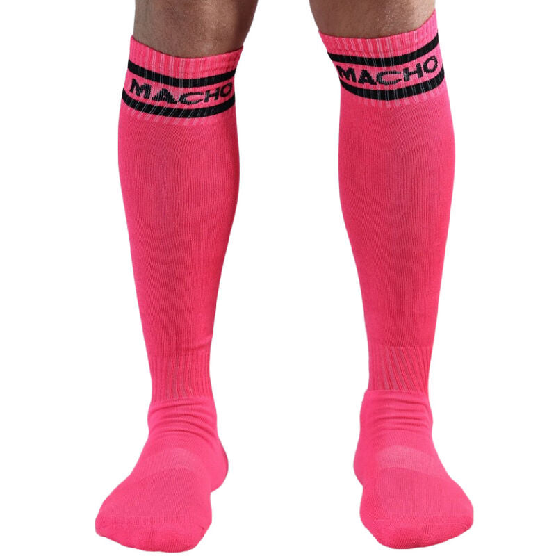 Macho calcetines largos talla unica rosa-1