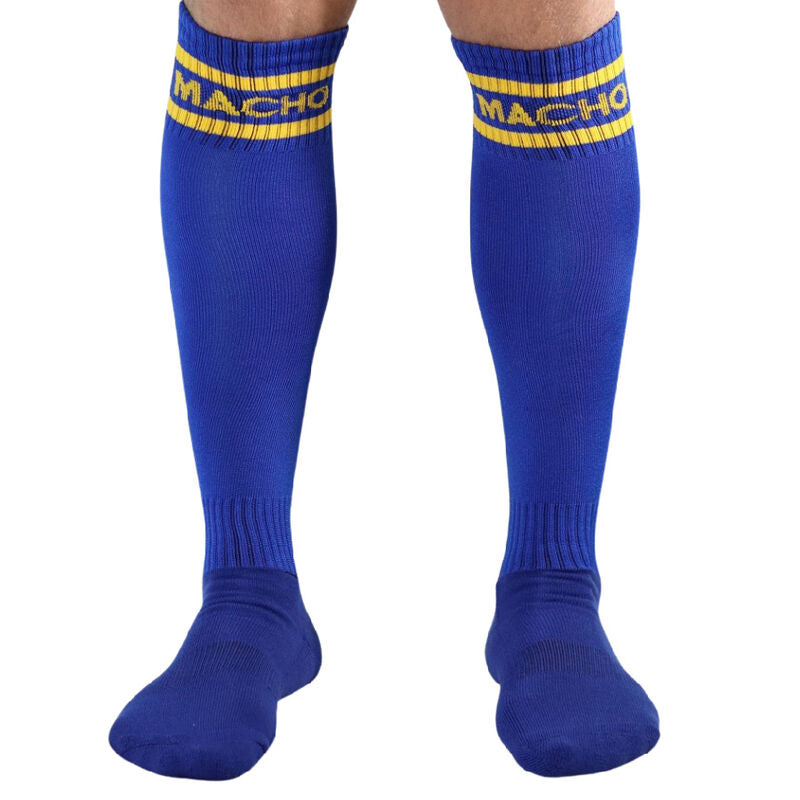 Macho calcetines largos talla unica azul-1