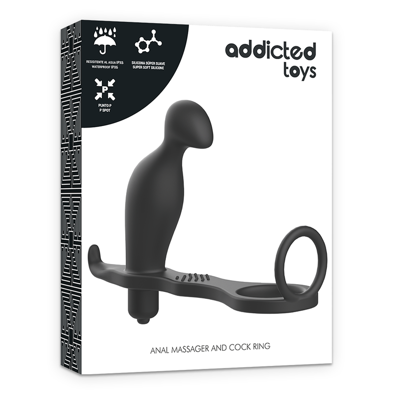 Plug anale di giocattoli addicted con anello in silicone nero-4