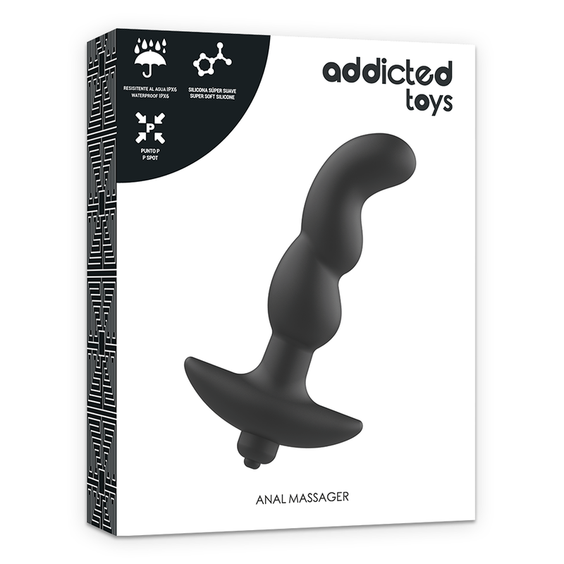 Massaggiatore anale di giocattoli addicted con vibrazione nera-3