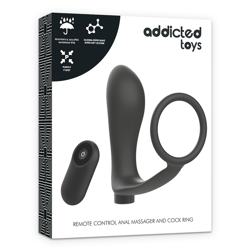 Anello pene con telecomando addicted toys plug anale nero ricaricabile-4