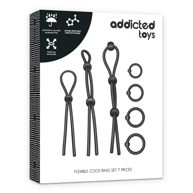 Addicted toys set di anelli per cazzo in silicone flessibile 7 pezzi-1